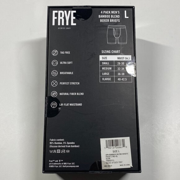 FRYE Bamboo Blend Boxer Briefs - 4 Pack - NWT - Large - Military Colors - Picture 3 of 4